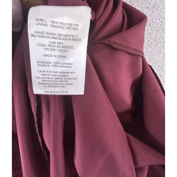 White by Vera Wang Maxi Dress Women 4 Wine Ruffle Halter Bridesmaid Formal Gown - Picture 8 of 11